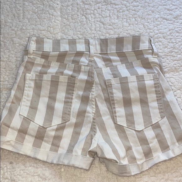 Tan Striped Shorts - Picture 2 of 3